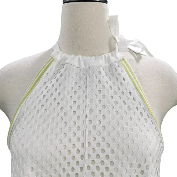 GSTQ XS White Neon Sole Mesh Maxi Dress Halter Long Resort Beach Cover Up NWT - Picture 6 of 14